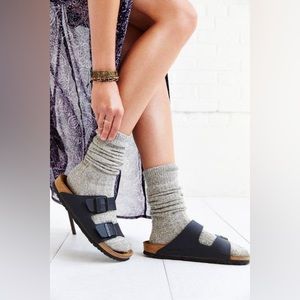 Urban Outfitters Ribbed Slouchy Crew Socks (Grey Marl)
